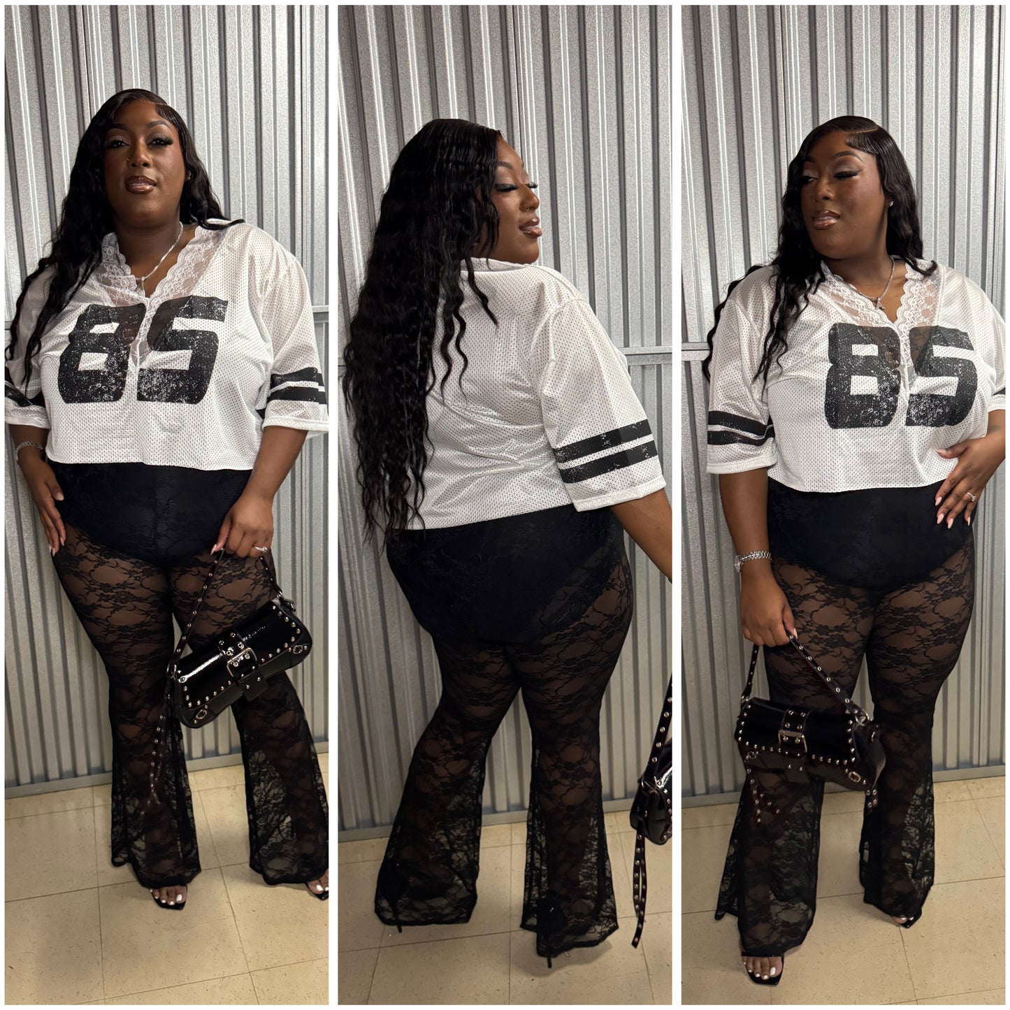 Cropped White And Black Jersey
